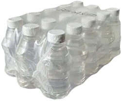Ilustrasi multipack botol dengan shrink film PE pada katalog Multi Shrink Plast